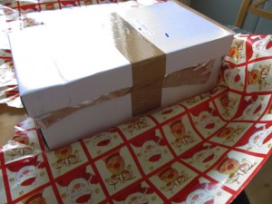 Paket in Geschenkpapier verpackt