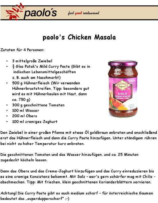 Original Paolo's Chicken Masala